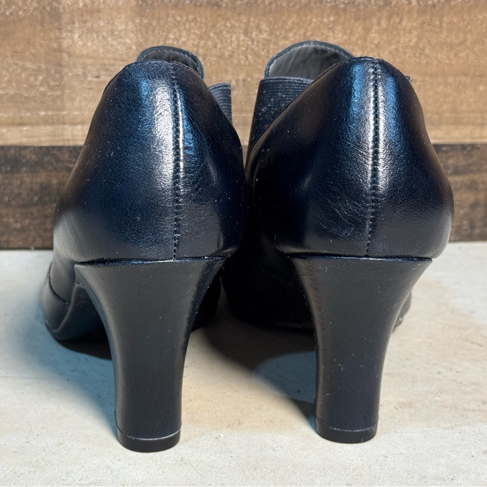 Aerosoles Women's Leather Navy Blue Bootie Chunky Heels Size 10 AB 216 - Picture 5 of 9
